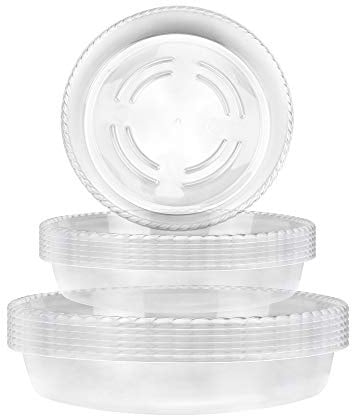 SNAGAROG 18 Stück Transparent Blumentopf Untersetzer Plastik Runder Pflanzenuntersetzer Wiederverwendbar Runder Blumentopfuntersetzer Pflanzen Untertopf für Innen- und Außenpflanzen (16/20/26cm)