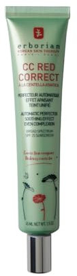 Erborian CC Red Correct - Creme gegen Rötungen mit Centella Asiatica - Koreanische Gesichtspflege mit beruhigender Wirkung für einen natürlich gleichmäßigen Teint LSF 25 - Alle Hauttypen - 45 ml