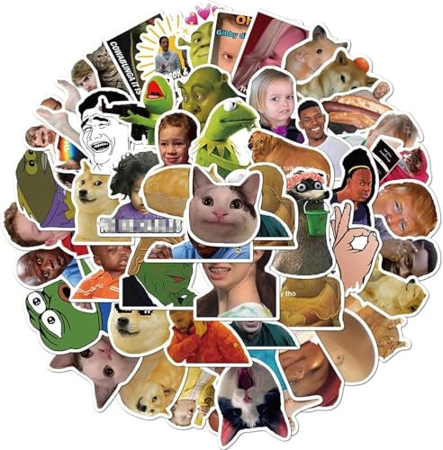 50 Stück Lustige Meme Sticker Set,Meme Aufkleber für Auto Laptop Skateboard Fahrrad Moped Motorrad Fahrrad Computer,Geeignet für Erwachsene (A)