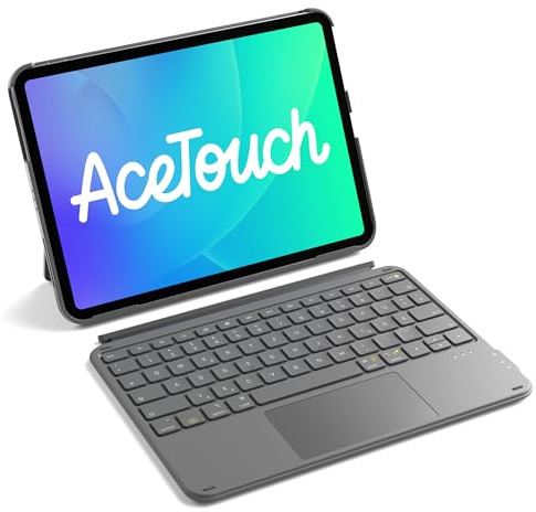 Inateck Hülle mit Tastatur Ultraleichte für iPad 11 (A16 2025)/10 Gen,iPad Air 11 M4/M3/M2 (2026/2025/2024),Air 5/4,Pro 11 4/3/2/1,Abnehmbar, mit Touchpad, QWERTZ, AceTouch KB04122