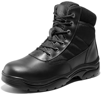 NORTIV 8 Herren Militär Security Tactical Einsatzstiefel Boot Zipper Militär Kampfstiefel Springerstiefel,Size 46,Schwarz
