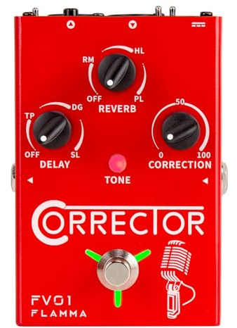 FLAMMA FV01 Vocal Effects Processor Pitch Correction Voice Pedal Vocal Stompbox Microphone Amplifier for Singer Live Singing Streaming Recording with Delay Reverb Acoustic Guitar Playing