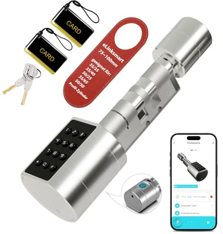 Elektronisches Türschloss 70mm 35/35 bis 100mm 50/50 Umschaltbare Größe mit Schlüssel Fingerabdruck Tuya App Fernautorisierung Geeignet für Türen die meisten EU - Türschlösser DIY Montage