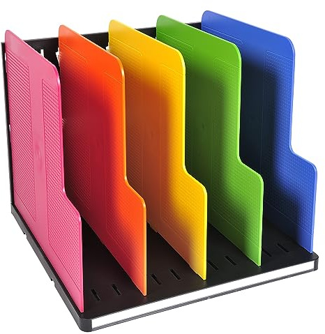 Exacompta 390914D Organizer Modulotop mit 5 Trennwänden aus Recycling-Kunstsoff für DIN A4 Dokumente Harlekin schwarz|bunt. Für Ordner Ringbücher Postmappen und Hefter Sorter Vertikal Blauer Engel