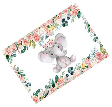 Homoyoyo Niedlicher Rosen Elefant Cartoon Fotohintergrund aus Vinyl für Babyshower Party