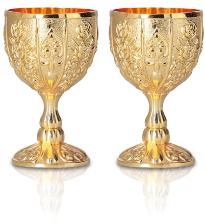 2Pcs Vintage Goldener Weinkelch, Retro-Weinkelch für Reisedekoration