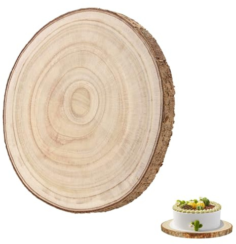 Holzscheiben, Ø30-35cm Große Holzscheibe zum Basteln, Baumscheiben | Paulownia Holzplatte Rund, 20mm Dicke, Hochzeitsdeko, Weihnachtsdeko, Tischdeko & Untersetzer, Große Holzplatte für DIY
