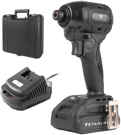 STAHLWERK Akku-Drehschlagschrauber (ADS-190 ST) 20 V, 190 Nm, Brushless | ¼ Zoll-Schnellwechsel-Bit-Aufnahme für langen Holz- & Terrassenbau, Holz- & Metallschrauben, Akkus & Ladegerät