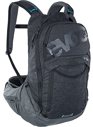 EVOC TRAIL PRO 16l Protektor Rucksack für Tagestouren & Trailriding, Fahrradrucksack (Backpack mit LITESHIELD PLUS Rückenprotektor, extra leicht, 3l Trinkblasenfach, Größe: L/XL), Schwarz/Carbon Grau