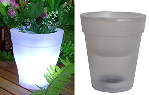 Benelando LED Solar Blumentopf Blumenkübel beleuchteter Pflanzkübel Topf Solarkübel Kübel (1 Blumentopf)