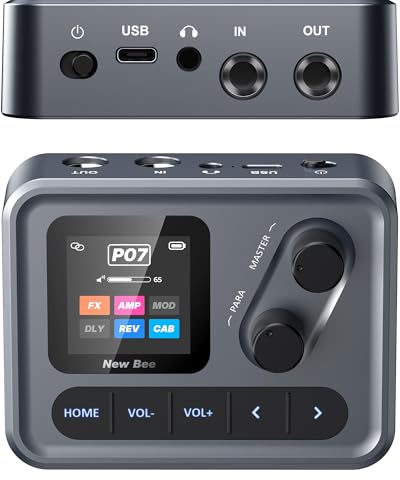 New Bee Guitar Pedal 6 Effektmodule 80 Presets Multieffektgerät Gitarre Wiederaufladbar OTG-interner Aufnahmemodus Effektgerät Gitarre mit Clip-On-Design