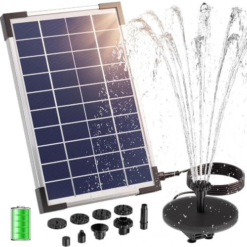 AISITIN 5,5W Solar Springbrunnen für Außen Eingebaute Akku für Vogeltränke | Solarbrunnen für Draussen mit 10 Fontänenstile für Garten, Teichpumpe Solar für Vogeltränke, Brunnen Garten, Wasserspiele