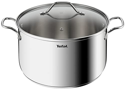 Tefal Intuition XL B8646404 Großer Edelstahl-Kochtopf 28 cm/8 L, Induktion, 5 Jahre Garantie, Premium 18/10 Edelstahl, Größe XL, stabile Griffe, Glasdeckel