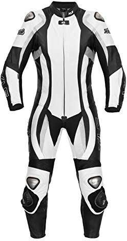 XLS Lederkombi, Damen Einteiler, Echtleder, schwarz weiße Motorradkombi, einteilig, Racing-Kombi (34)