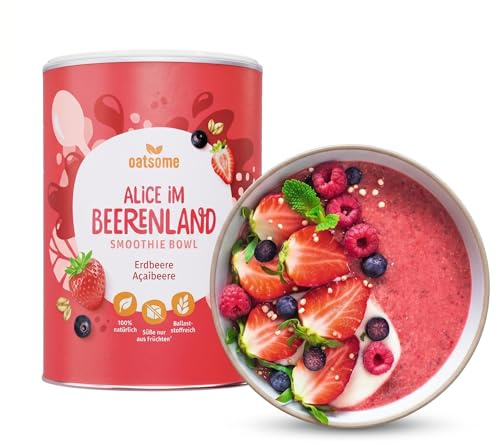 OATSOME® Alice Im Beerenland | Smoothie Bowl Mit Acai & Erdbeeren | 100% Natürlich, Vegan & Ohne Zuckerzusatz + Zusatzstoffe | Einfache Zubereitung | Frühstück | Superfoods | Gefriertrocknung | 400g