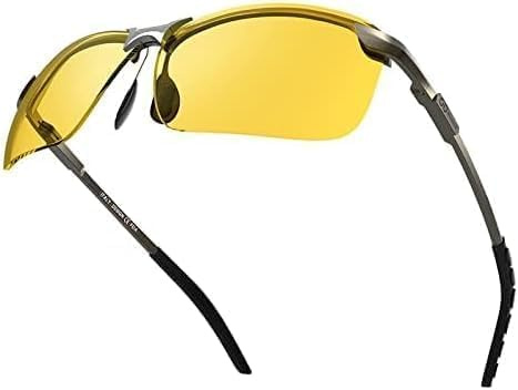 Nachtfahrbrille fahren | nachtbrille zum autofahren | HD Halbrand | Polarisiert | Ultra Light Metall (Nachtsichtbrille)