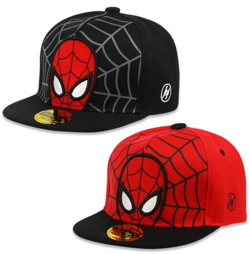 2 Stück Kinder Caps Jungen, Cartoon Cap, Spider Baseball Cap, Basecap Jungen, Snapback Cap, Schildkappe Kinder Alter 2-8 Jahre