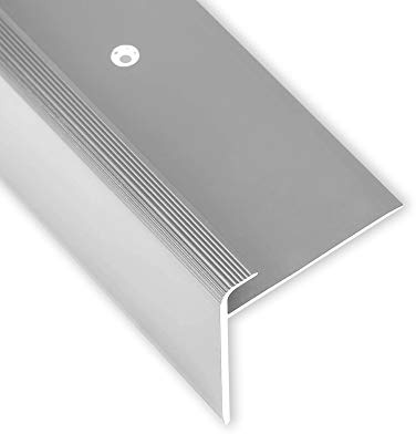Toolerando Treppenkantenprofil F-Form Abschlussprofil, aus Aluminium, Schraubmontage, Länge 90 cm, Silber