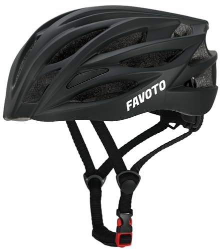 Favoto Fahrradhelm für Erwachsene Radhelm - Fahrrad Helmet Rennradhelm Rollerhelm MTB Helm für Herren Damen mit Abnehmbarer Innenfutter Verstellbar Schwarz L (59-61cm)