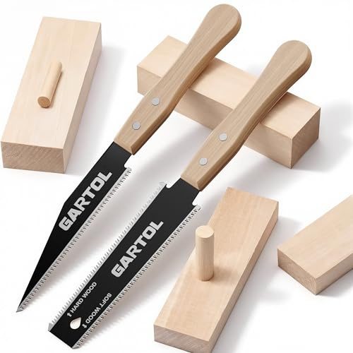 GARTOL 2-tlg. Japansäge Set,Doppelte Kante Ryoba(17TPI/14TPI) & 6" Handsäge mit SK5 Klinge & Holzgriff,Profi Feinsäge Zugsäge für Holzbearbeitung Heimwerker Zimmermann