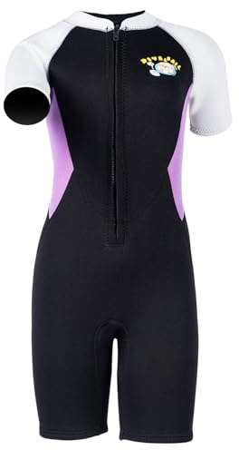 Kinder Neopren Shorty 2,5 mm mit Frontverschluss, UV‑Schutz 50+ wärmender Nassanzug für Jungen und Mädchen zum Baden Planschen Schnorcheln Surfen am See, Meer und Strand