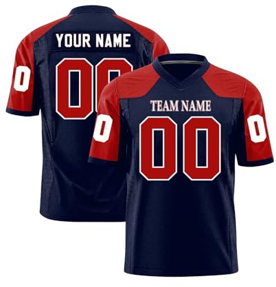 Personalisiert American Football Trikot Herren/Damen/Jungen, Personalisiertes T-shirt, Sports Jerseys rot