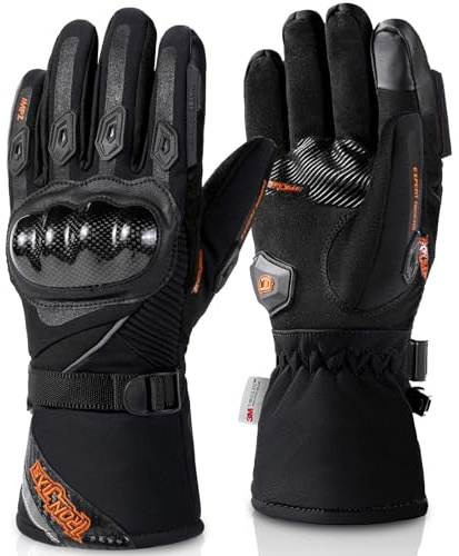 BORLENI Winter Motorradhandschuhe Herren, Motorrad Handschuhe Herr Warm Winterhandschuhe Wasserdicht Winddichte mit Touchscreen Knöchelschutz Schwarz XXL