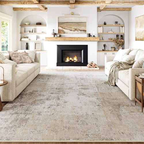 HUGEAR Waschbare Teppiche Gegend Teppich 180 x 270cm Beige Grau Modern Abstrakt Wohnzimmer Schlafzimmer Teppisch Groß rutschfest Kurzflor Weich Rugs for Living Room Carpet for Esszimmer Büro