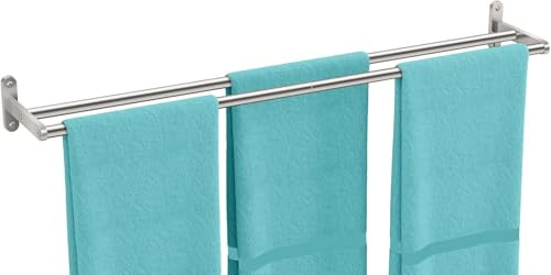 YUMORE Handtuchhalter Doppel 80CM Handtuchstange Wand Edelstahl Gebürstet | Badezimmer Handtuch Halter 2 Stangen Badetuchhalter Wandmontage Doppelter Handtuchhalter für Bad Küche