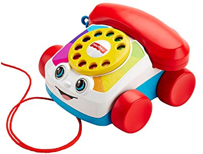 Fisher-Price Chatter Telefon Ziehspielzeug | Spieltelefon mit Wählscheibe, Rollrädern, Laufspiel für Kleinkinder ab 1 Jahr, FGW66