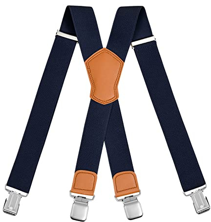 ACWOO X-Form breite Hosenträger für Herren mit robusten Clips, elastisch und registrierbar, modern und Vintage, Einheitsgröße