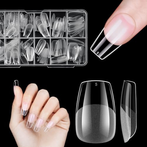 Ballerina Nageltips Kurz, Venares 120 Stück Falsche Nägel zum Aufkleben 12 Größen Künstliche Nägel, Soft Gel Full Cover Nail Tips für Gelnägel Kurz S
