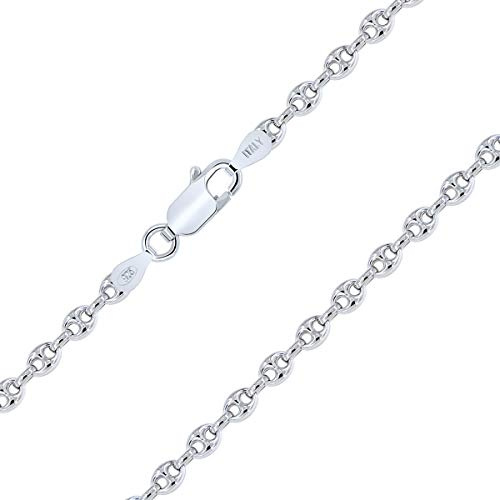 PLANETYS - Kaffeebohne Bohnenkette 925 Sterling Silber Rhodiniert Kette - Halskette - 2.5 mm Breite Verschiedene Längen 40-45-50-55-60-65-70 cm