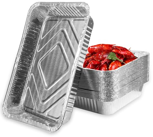 GKZB Aluschalen Groß Tropfschale 30 Stück Alu Grillschalen Aluschalen Grill | Größe: 31x21cm (2200ml) | Alu Grillschalen ohne Deckel. Wiederverwendbar für Grill, Backen, Braten & als Tropfschale