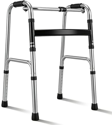 Gehgestell aus Aluminium, Höhenverstellbares Gehbock, Leicht Faltbare Gehhilfe für Senioren und Erwachsene, Rollator Ohne Rollen mit Rutschfesten Fußpolstern für Wohnung und Unterwegs
