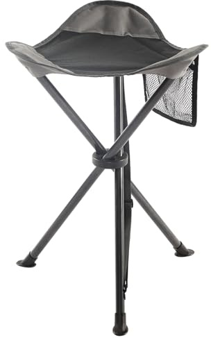 Portal Klapphocker Faltbar mit Seitentasche Dreibeinhocker Ultraleicht Tragbarer Angelstuhl 53.3cm Hoch 102KG Belastbar Campinghocker mit Seitentasche für Angeln Camping Wandern Schwarz