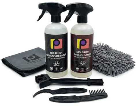 Perfect Drive Bike Cleaning Set – Profi Fahrradreiniger & Antriebsreiniger inkl. Mikrofaserhandschuh, Microfasertuch & Bürsten Set – Profi Komplettset für Fahrradpflege
