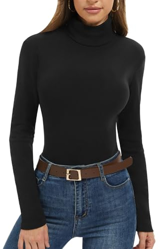 AMIYOYO Rollkragenpullover Damen Langarm Thermounterwäsche | Stretch Pullover Damen Elegant, Weich Rollkragenshirt Slim fit für Winter Herbst, Büro, Alltag