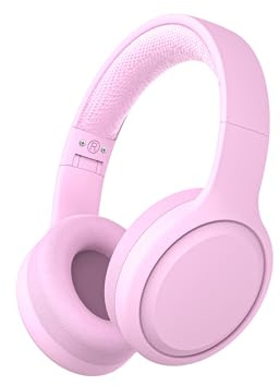Xunpuls Kinder-Bluetooth-Kopfhörer, faltbar, kabellos, Stereo-Sound mit Mikrofon, 10 Stunden Spielzeit, Bluetooth 5.3, kabellose Kopfhörer für Kinder, Erwachsene, Schule, Online-Klasse (Rosa)