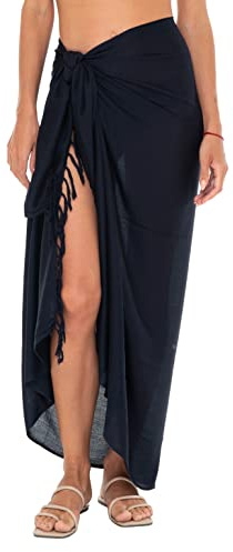 SHU-SHI Sarong Damen Pareo Strandtuch zum Binden, Wickeltuch & Strandkleid Cover Up für Bikini & Badeanzug mit Kokos-Clip, leicht & luftig