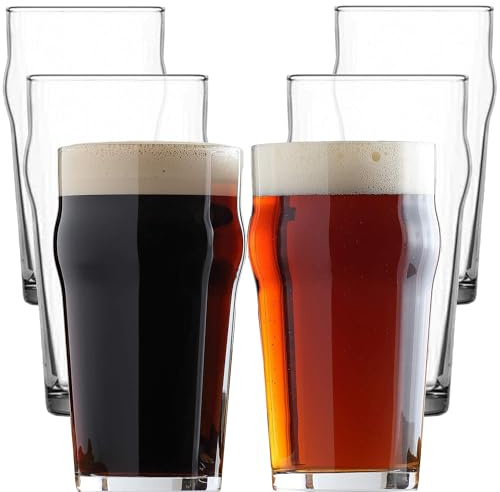 NORDIC SCHILLER Premium Pint Biergläser 6er Set, 570ml 100% BLEI FREI Pint Gläser, Craft Bier Gläser Set, Bierglas, Beer Glasses, Bier Glas, Bierglaeser, Wassergläser, Longdrinkgläser, Saftglas