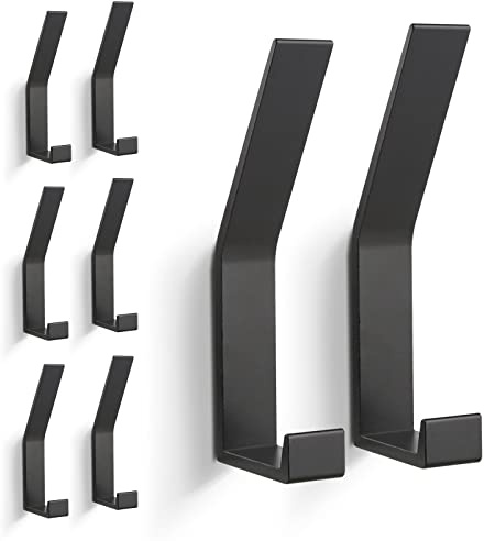 PDGROW® Kleiderhaken 8 Stück, Handtuchhaken zum Bohren(Schrauben unsichtbar!), Garderobenhaken Wand Moderne Garderobenleiste für Jacken, Mäntel, Kleidung, Schals, Handtaschen und Mehr (Schwarz)