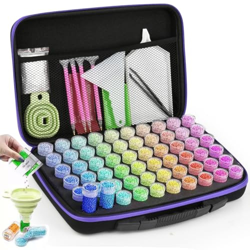 DODUOS 60 Dosen 5D Diamond Painting Zubehör Boxen,Diamond Painting Aufbewahrungsbox,Diamonds Paintings Zubehör Set,Diamonds Paintings Zubehörs Koffer für DIY Handwerk,Nägel Strass Perlen