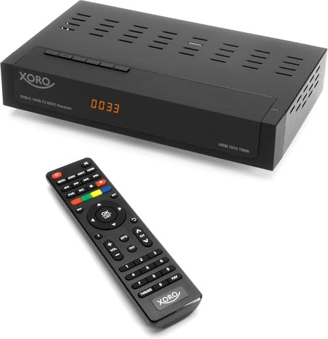 XORO HRM 7670 Twin DVB-C/T2 HD Receiver, Twin-Tuner, HEVC, PVR Ready | Für unverschlüsselte DVB-T2 HD/DVB-C Sender: 2 Aufnahmen gleichzeitig, USB-Aufnahme, Timeshift, MKV-Player bis Full HD