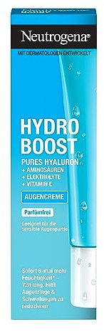 Neutrogena Hydro Boost Augencreme parfümfreie Augen Creme & Augenpflege mit purem Hyaluron bei trockener & empfindlicher Haut , 2 x 15ml