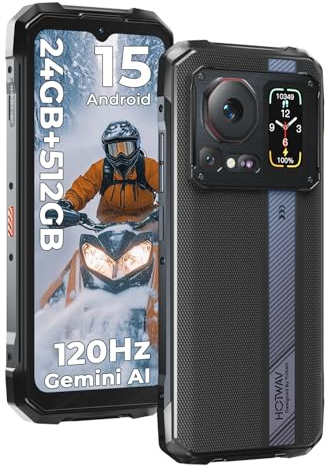 HOTWAV Cyber 16 Pro Outdoor Handy Ohne Vertrag Android 15, 6,6 FHD+ 120Hz 24GB+512GB/2TB Erweiterbar Outdoor Smartphone 108MP+32MP+24MP Nachtsicht, IP68/IP69K Wasserdicht Baustellenhandy, NFC/OTG/GPS