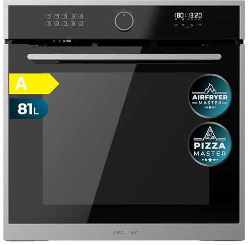 Cecotec Einbaubackofen Multifunktion 60 cm Bolero Hexa AF316000 Edge A 3400W, 81L Kapazität, 11 Funktionen mit Airfryer Master, Pizza Master, Steam Asisst, Steam EasyClean, 3D Cooking, Defrost