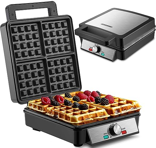 XXL 4er Waffeleisen | 1200 Watt | Waffelautomat | Paninigrill | Waffeltoaster | Waffle Maker | Elektrogrill | XXL Wafflemaker | Waffel Eisen | Waffelmacher