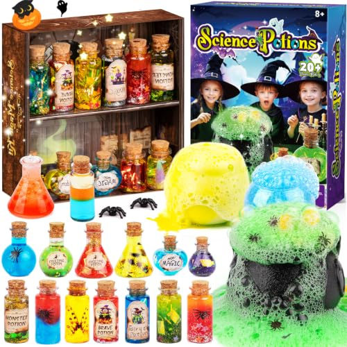 Zaubertrank Set für Kinder 8-12, 20+ Experimente, Geschenk Junge & Mädchen | Zauberkessel & Präsentationsbox, Leucht- & Schicht-Experimente, Zauberrezeptbuch, Geburtstags-Bastelset, Kreatives Geschenke