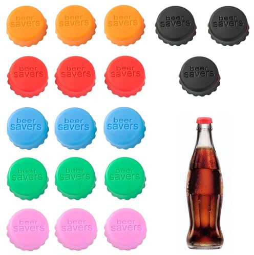 iwontalersy 18 Stücke Silikon Kronkorken,Wiederverwendbare Silikon Kronkorken,6 Farben,Geeignet Zum Verschließen Von Bier,Saft-und Glasflaschen
